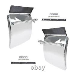 Pair Stainless Steel Quarter Fender Set for Semi Trucks 24 x 27 Tube Bracket