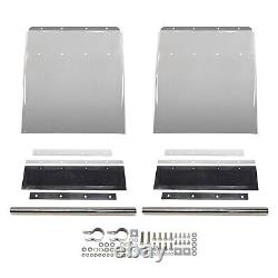 Pair Stainless Steel Quarter Fender Set for Semi Trucks 24 x 27 Tube Bracket