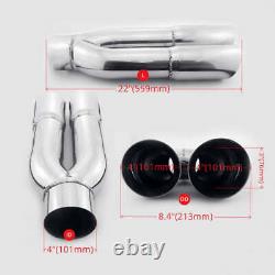 Pair Truck Pickup Exhaust Tips 4 Inlet Quad 4 Out 22 Long 304 Stainless Steel