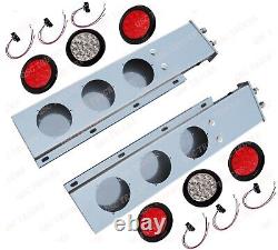 QSC 2.5 Stainless Steel Spring Loaded Mud Flap Hanger Set + 4x Red 2x White LED