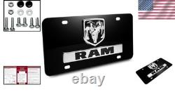 RAM Truck Dual Logo License Plate Officially Licensed Black Stainless Steel