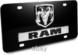 RAM Truck Dual Logo License Plate Officially Licensed Black Stainless Steel