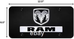 RAM Truck Dual Logo License Plate Officially Licensed Black Stainless Steel