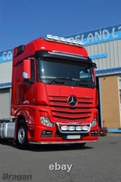 Roof Bar + Flush LEDs For Mercedes Actros MP4 Big Space Truck Stainless Steel