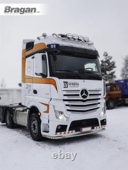 Roof Bar + Flush LEDs For Mercedes Actros MP4 Big Space Truck Stainless Steel