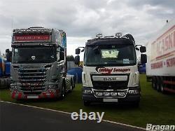 Roof Bar + LEDs + Spot Lights For DAF LF Pre 2014 Stainless Steel Truck Front