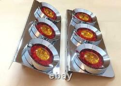 Round 24v Led Rear Lights Lamps Assembled On Stainless Steel Base Truck Trailer