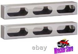SET of TWO STAINLESS STEEL TRIPLE OVAL LIGHT BOXES, LED LIGHTS for TRUCK BODY