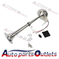 STAINLESS STEEL SINGLE 12V TRUMPET ELECTRIC HORN MARINE TRUCK CAR BOAT 390mm
