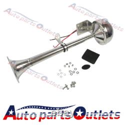 STAINLESS STEEL SINGLE 12V TRUMPET ELECTRIC HORN MARINE TRUCK CAR BOAT 390mm