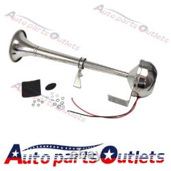 STAINLESS STEEL SINGLE 12V TRUMPET ELECTRIC HORN MARINE TRUCK CAR BOAT 390mm