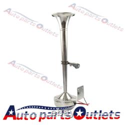 STAINLESS STEEL SINGLE 12V TRUMPET ELECTRIC HORN MARINE TRUCK CAR BOAT 390mm