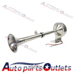 STAINLESS STEEL SINGLE 12V TRUMPET ELECTRIC HORN MARINE TRUCK CAR BOAT 390mm
