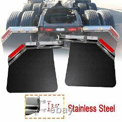 Semi Truck Angled Stainless Steel Spring Loaded Mudflap Hanger Kit 2.5&Mud Flap