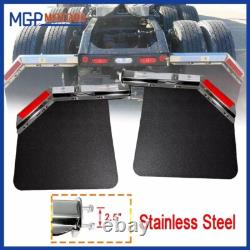 Semi Truck Stainless 2.5Angled Steel Spring Loaded Mudflap Hanger Kit & Mudflap
