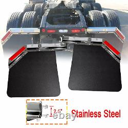 Semi Truck Stainless Steel Spring Loaded 2430 Mudflap & 2.5 Angled Hanger Kit