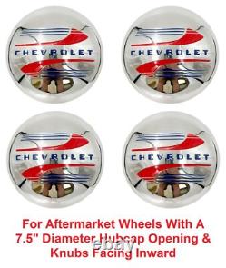 (Set/4) Hubcaps For 1941-1948 Chevy Car / Truck with 7.5 Dia Hubcap Opening