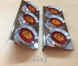 Set Of 2 24v Chrome Led Rear Tail Stainless Steel Lights For Truck Lorry Trailer