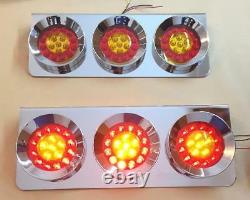 Set Of 2 24v Chrome Led Rear Tail Stainless Steel Lights For Truck Lorry Trailer