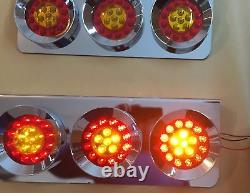 Set Of 2 24v Chrome Led Rear Tail Stainless Steel Lights For Truck Lorry Trailer