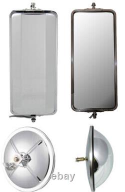 Set of Stainless Steel West Coast Mirrors and 8.5 Bubble Convex Truck Mirrors