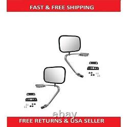 Side View Manual Mirrors Stainless Steel Pair Set for Ford F-Series Pickup Truck