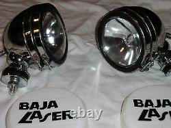 Stainless 5 Baja KC Style Off Road Lights 100W truck jeep White Covers 4X4 SS