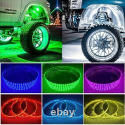 Stainless Steel 4PCS 15.5'' 3-Rows LED RGB Wheel Ring Light For Car Truck Pickup