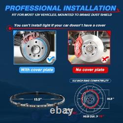 Stainless Steel 4PCS 15.5'' 3-Rows LED RGB Wheel Ring Light For Car Truck Pickup