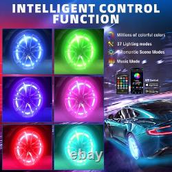 Stainless Steel 4PCS 15.5'' 3-Rows LED RGB Wheel Ring Light For Car Truck Pickup