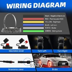 Stainless Steel 4PCS 15.5'' 3-Rows LED RGB Wheel Ring Light For Car Truck Pickup