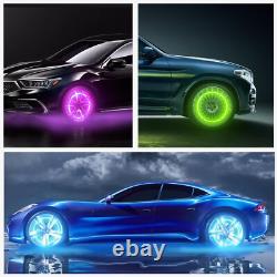 Stainless Steel 4PCS 15.5'' 3-Rows LED RGB Wheel Ring Light For Car Truck Pickup