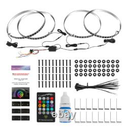 Stainless Steel 4PCS 15.5'' 3-Rows LED RGB Wheel Ring Light For Car Truck Pickup