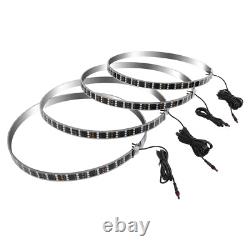 Stainless Steel 4PCS 15.5'' 3-Rows LED RGB Wheel Ring Light For Car Truck Pickup