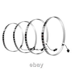 Stainless Steel 4PCS 15.5'' 3-Rows LED RGB Wheel Ring Light For Car Truck Pickup