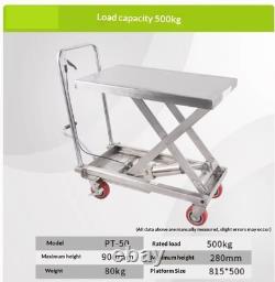 Stainless Steel Lift Platform Truck Lifting Cart Push Cart Flatbed Cart