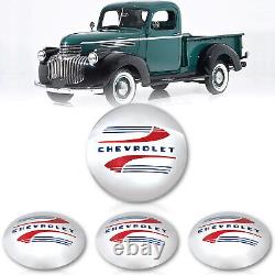 Stainless Steel Logo Hub Cap Wheel Covers Set of 4 Fits 1941-48 Chevy Car Truck