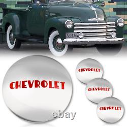 Stainless Steel Logo Hub Cap Wheel Covers Set of 4 Fits 1947-53 Chevy Truck