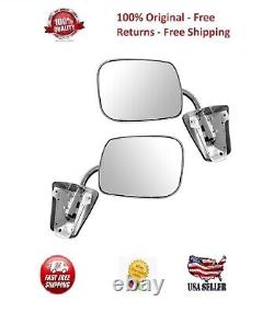 Stainless Steel Manual Side View Mirrors LH & RH Pair Set for Chevy Truck