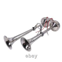 Stainless Steel Marine Electric Twin Trumpet Horn 12V Fits Boat Yacht Truck Car