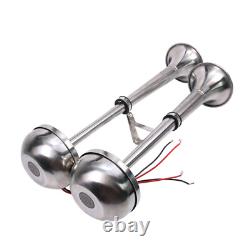 Stainless Steel Marine Electric Twin Trumpet Horn 12V Fits Boat Yacht Truck Car