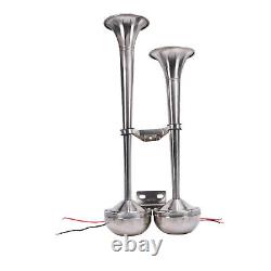 Stainless Steel Marine Electric Twin Trumpet Horn 12V Fits Boat Yacht Truck Car