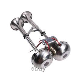 Stainless Steel Marine Electric Twin Trumpet Horn 12V Fits Boat Yacht Truck Car