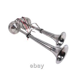 Stainless Steel Marine Electric Twin Trumpet Horn 12V Fits Boat Yacht Truck Car