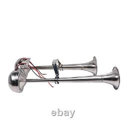 Stainless Steel Marine Electric Twin Trumpet Horn 12V Fits Boat Yacht Truck Car