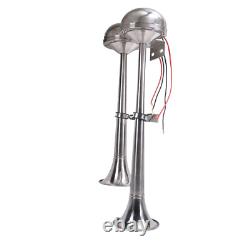 Stainless Steel Marine Electric Twin Trumpet Horn 12V Fits Boat Yacht Truck Car