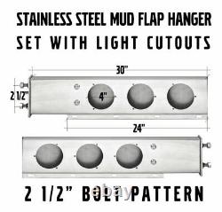 Stainless Steel Mud Flap Hangers with Light Cut Out 2.5 Mounting Semi Truck
