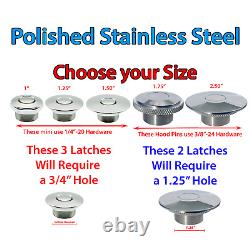 Stainless Steel Polished Hood Pins Quick Latch Push Button Pro Series USA Made