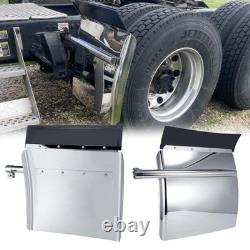 Stainless Steel Quarter Fenders for Semi Truck 24x24, Tube Bracket & Mounting