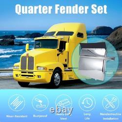 Stainless Steel Quarter Fenders for Semi Truck 24x24, Tube Bracket & Mounting